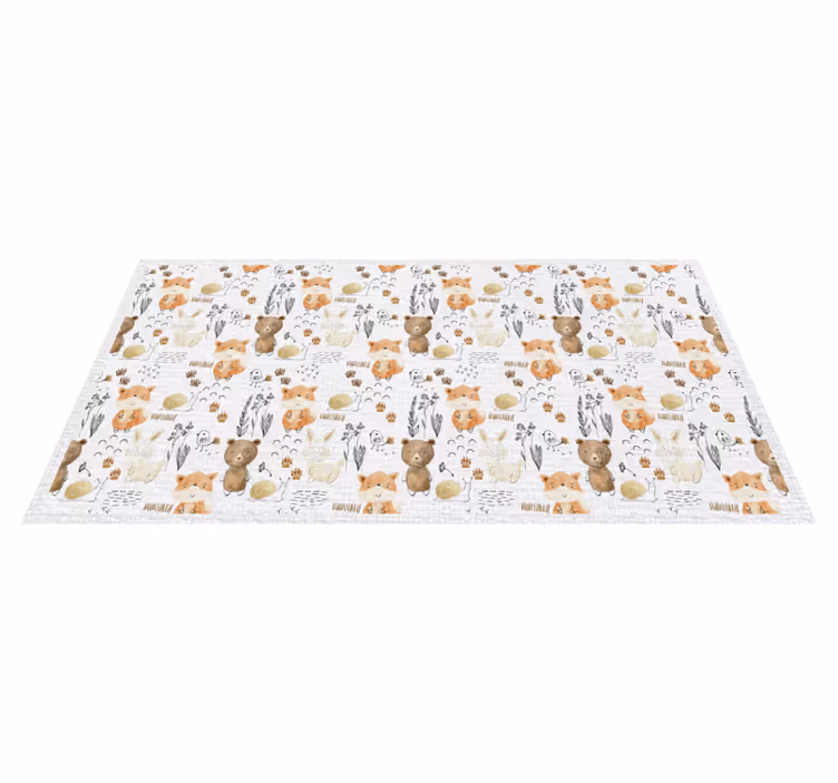 Vinyl tapijt bospatroon herfst met dieren - TenStickers