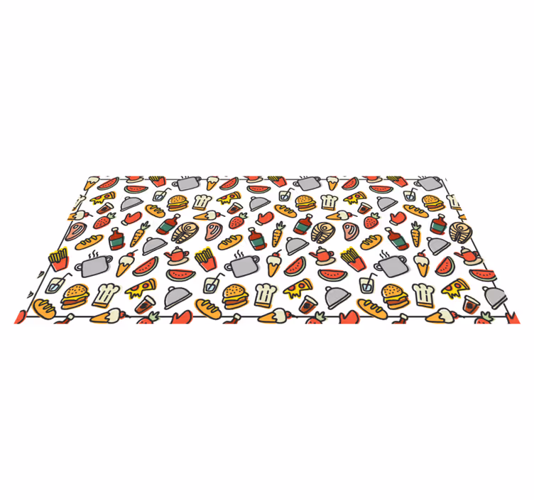 Voedsel iconen op vinyl vloerkleed keuken - TenStickers