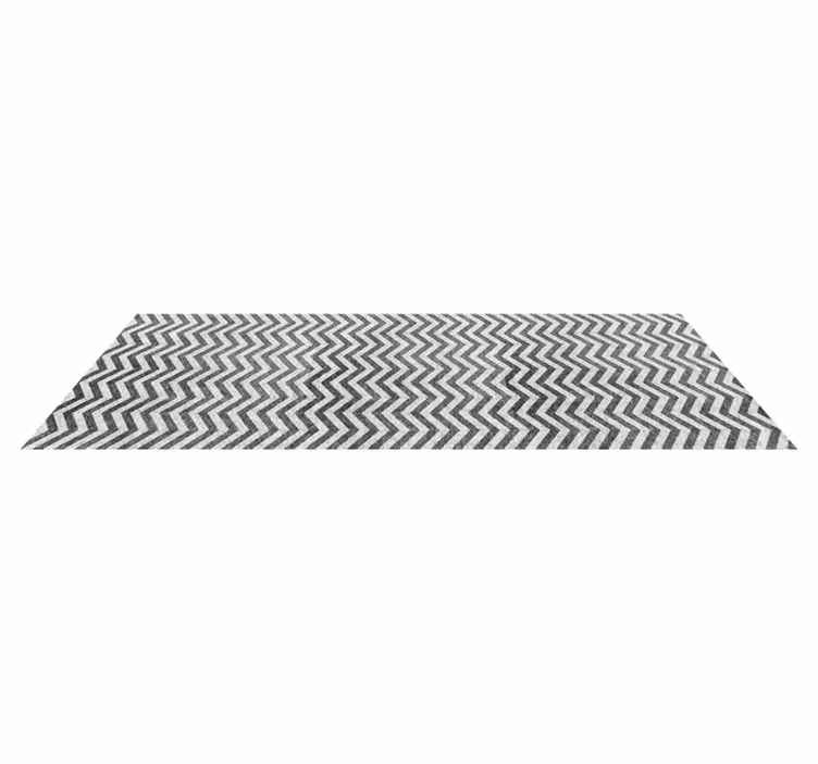 Zwarte en witte zigzag patroon vinyl vloerkleed - TenStickers