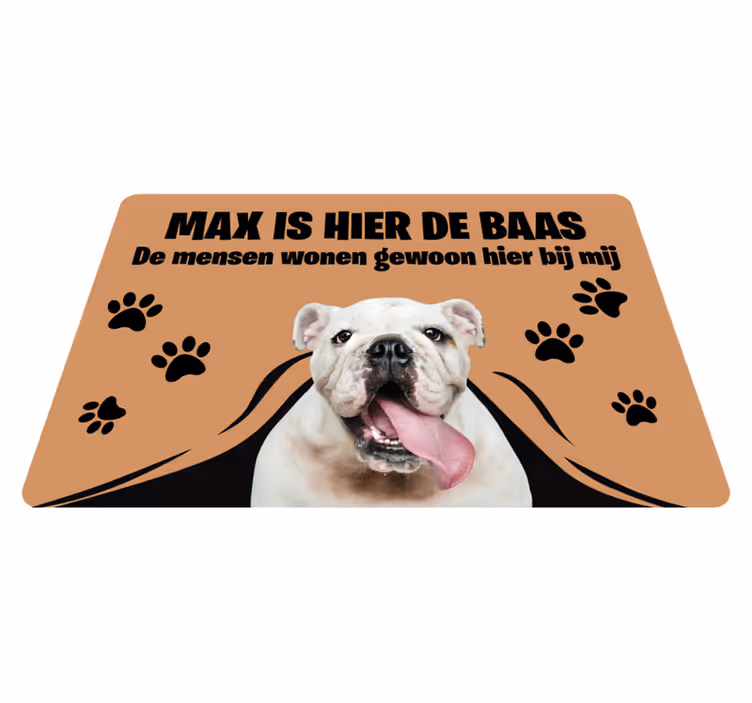Aanpasbaar vinyl tapijt van hond met tekst - TenStickers