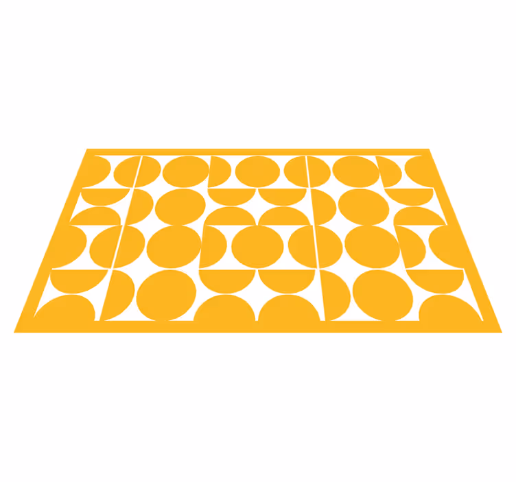 Gele hele en halve cirkels vinyl tapijt wit - TenStickers