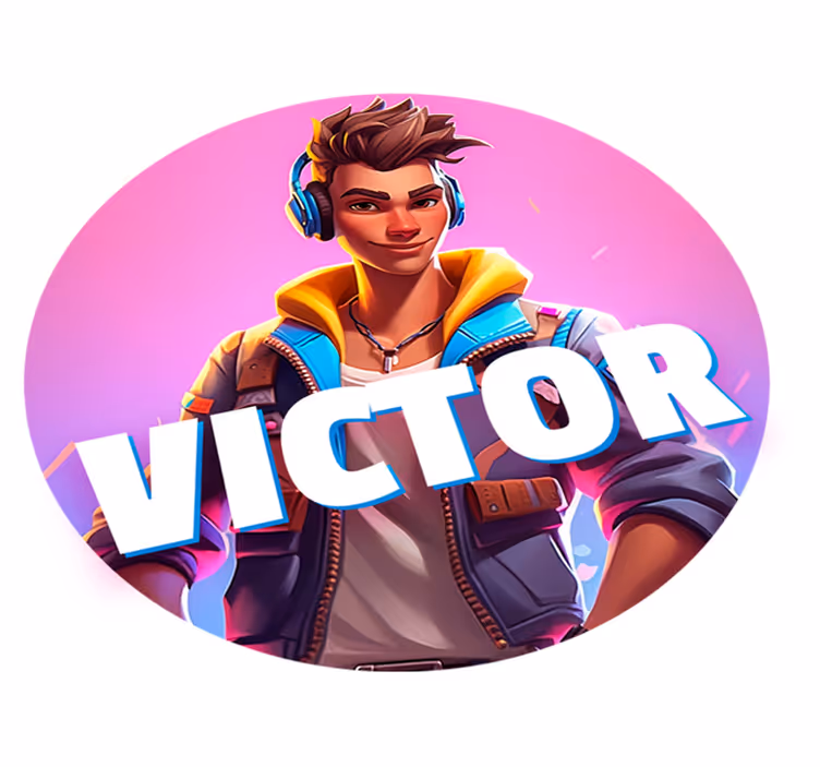 Mannelijke karakter games en naam vinyl tapijt - TenStickers