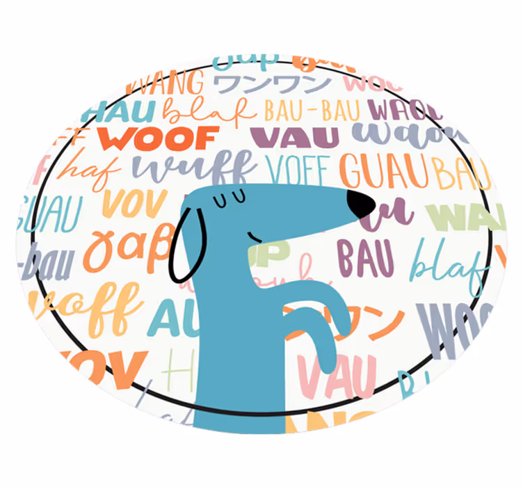 Rond vinyl tapijt van hond en teksten - TenStickers