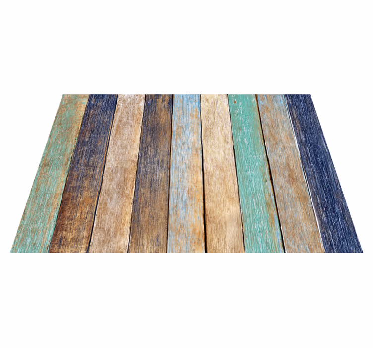 Oud gekleurde latten Houtstructuur vinyl tapijt - TenStickers