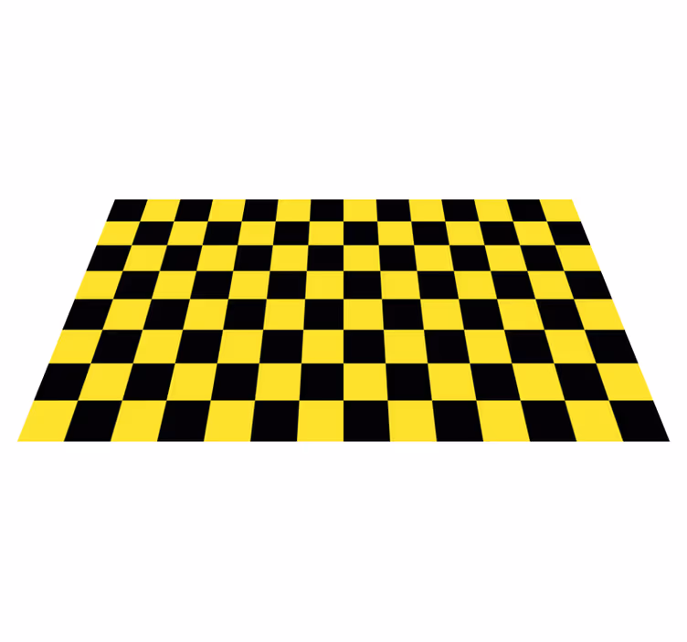 Geel en zwart schaakbord stijl vinyl tapijt - TenStickers