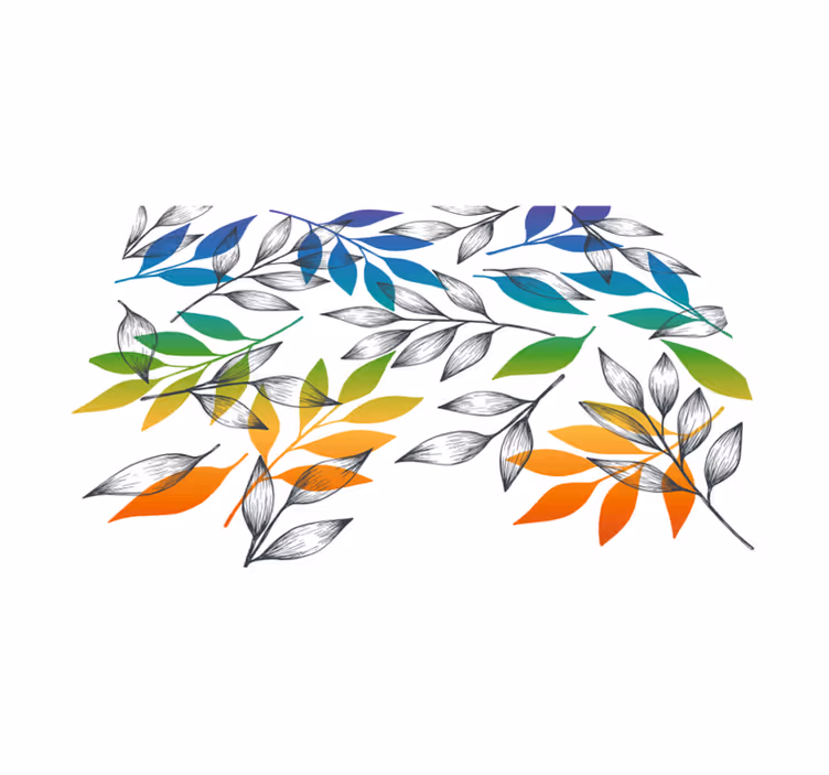 Regenboog kleuren plant bladeren vinyl tapijt - TenStickers