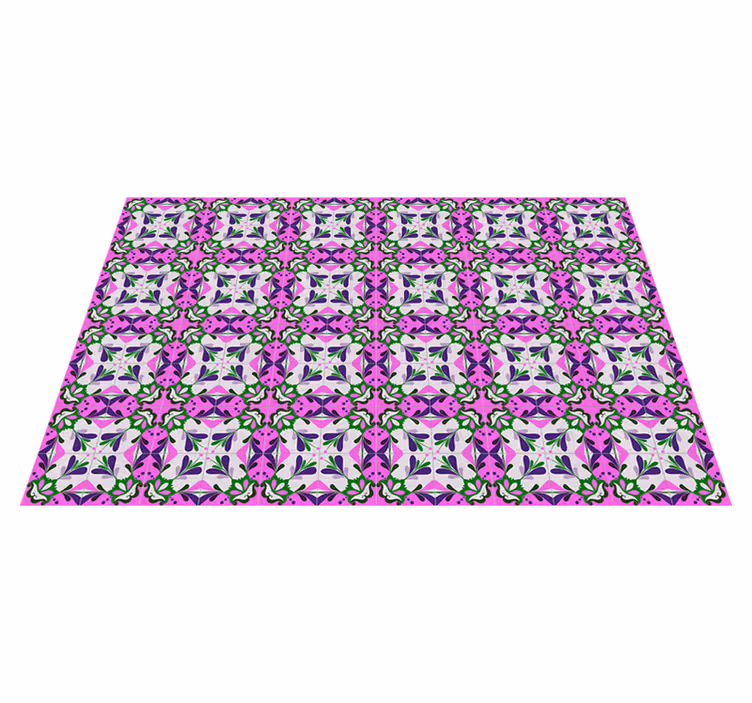 Roze hydraulische tegel antiek vinyl tapijt - TenStickers