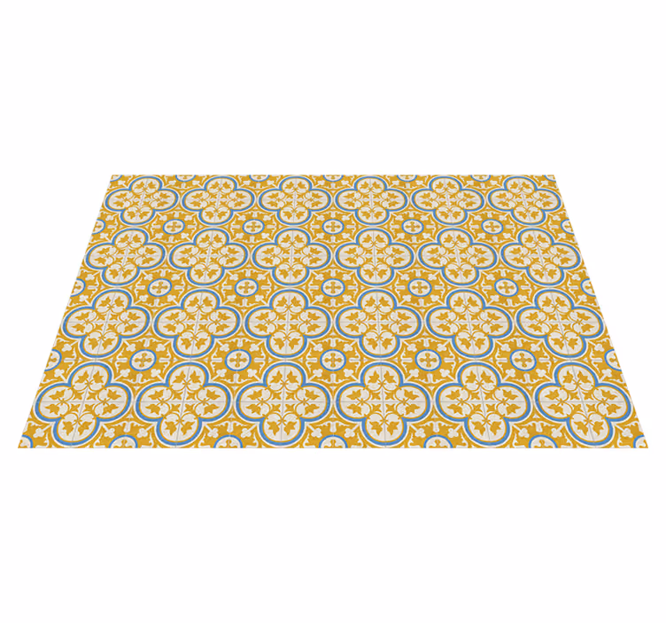 Gele hydraulische tegel antiek vinyl tapijt - TenStickers