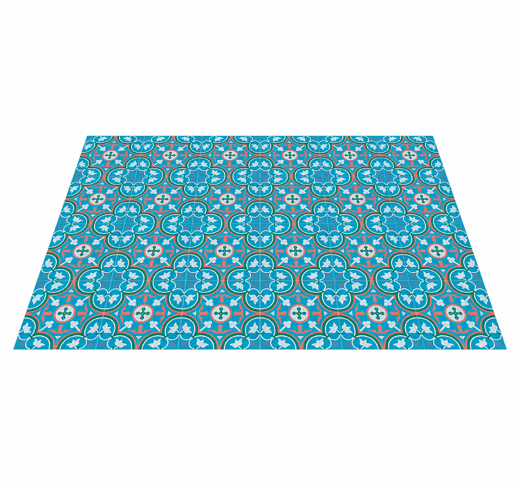 Blauwe hydraulische antiek vinyl tapijt - TenStickers