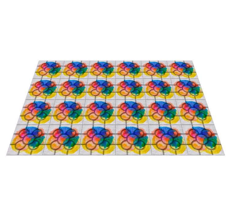 Abstracte kleurrijke tegel patroon vinyl tapijt - TenStickers