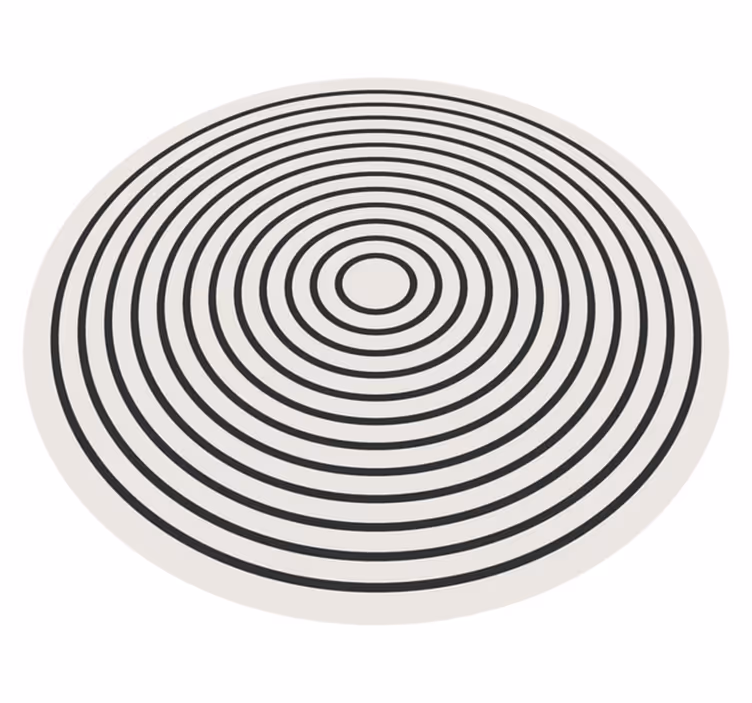 Rond vinyl tapijt wit met zwarte cirkel lijnen - TenStickers