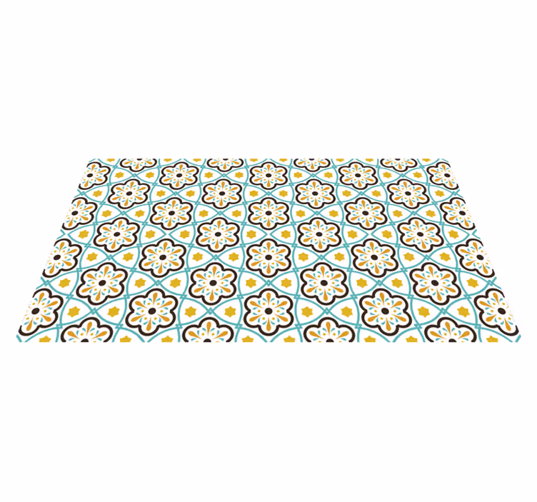 Bloemen patroon hydraulische tegel vinyl vloerkleed keuken - TenStickers