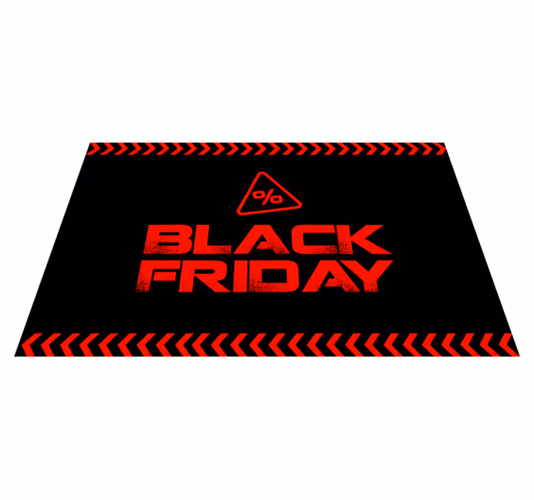 Black Friday zwart vinyl tapijt rode letters - TenStickers