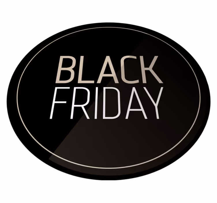Rond zwarte Black Friday tapijt witte letters - TenStickers