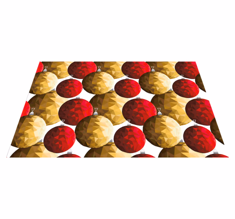 Gouden en rode polygonale ballen vinyl tapijt - TenStickers