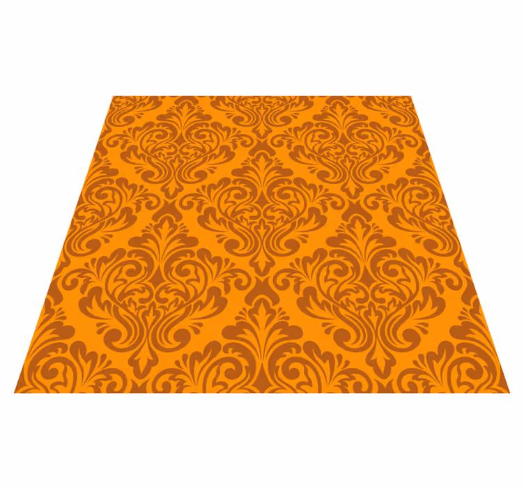 Vintage damast Oranje vinyl tapijt - TenStickers