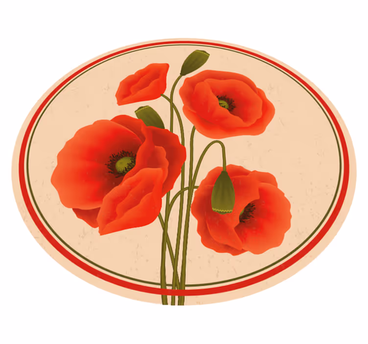 Rode klaprozen Vinyl tapijt Bloemen en planten - TenStickers