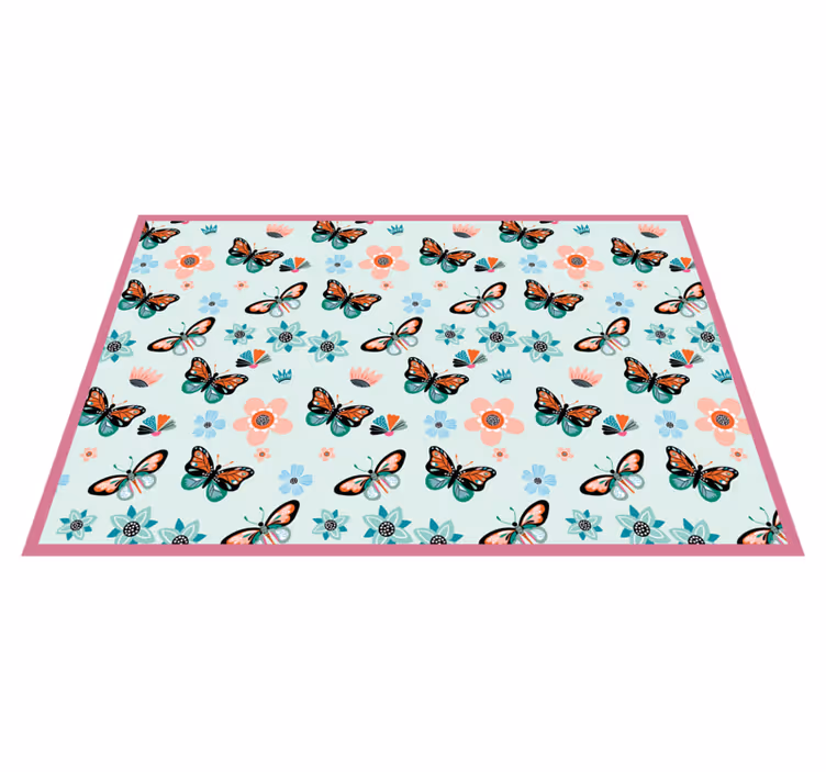 Bloemen en vlinders Vinyl tapijt slaapkamer - TenStickers