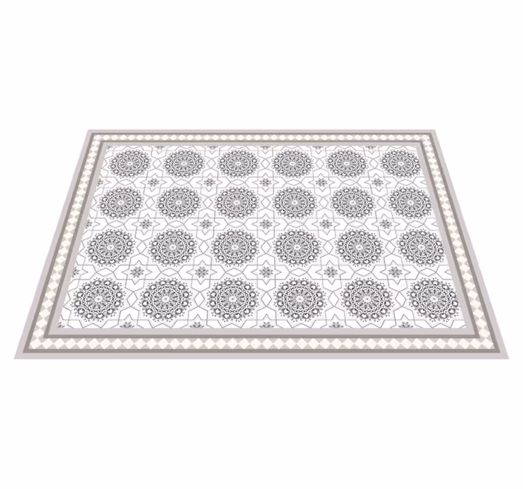 Marokkaans lichtgrijs ontwerp vinyl tapijt eetkamer - TenStickers