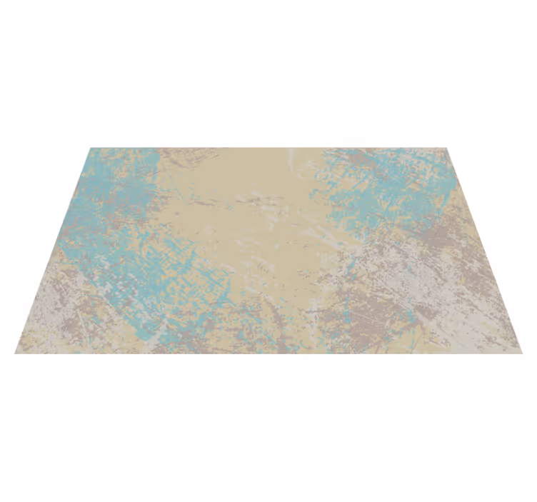 Geel en blauw abstract ontwerp vinyl tapijt eetkamer - TenStickers