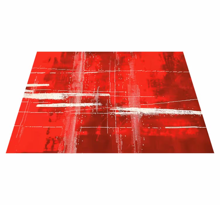 Modern lijnenpatroon vinyl tapijt rood - TenStickers