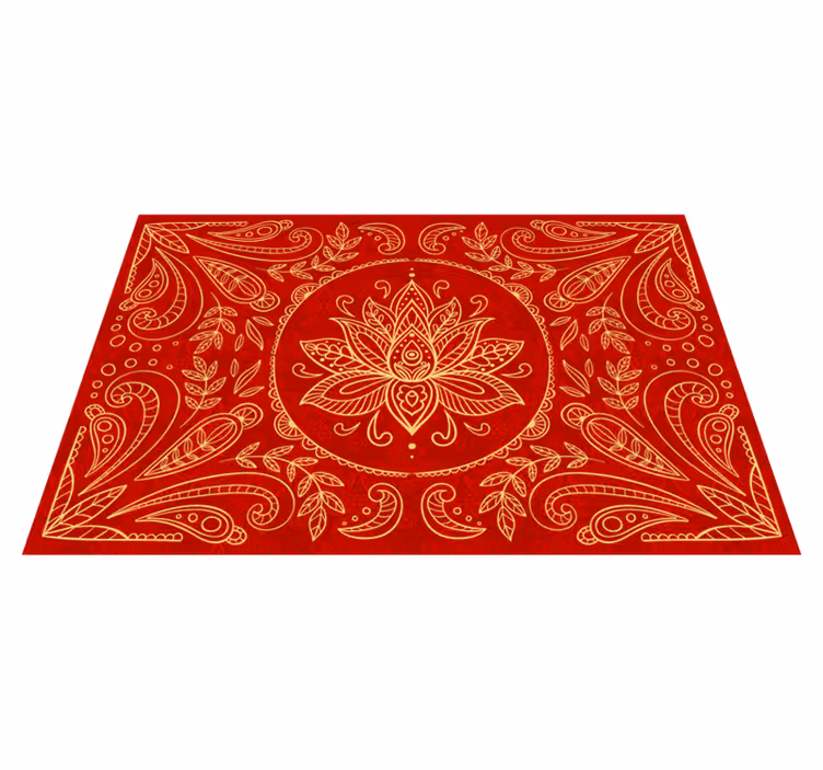 Vintage botanisch ontwerp vinyl tapijt rood - TenStickers