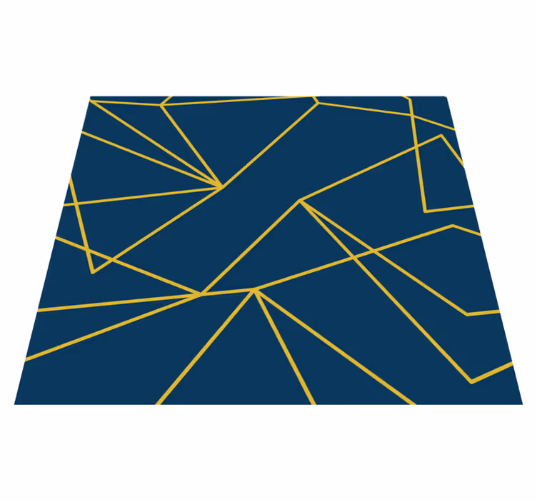 Geometrische gouden lijnen vinyl tapijt blauw - TenStickers