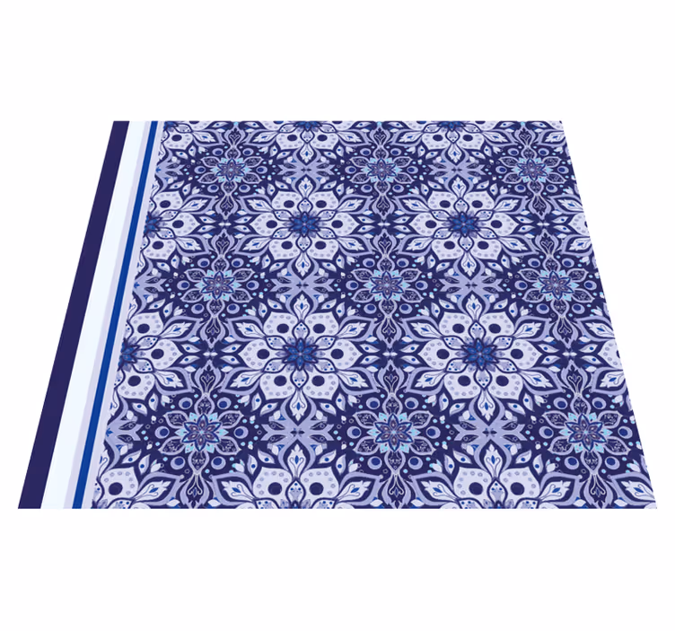 Vintage bloemdessin vinyl tapijt blauw - TenStickers