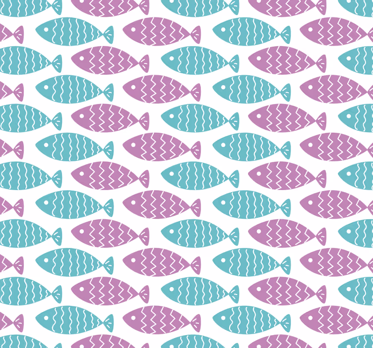 Geometrisch vismotief babykamer behang - TenStickers