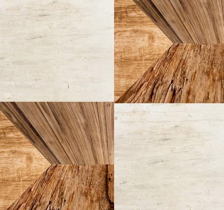 Geometrisch houtwerk hout behang - TenStickers