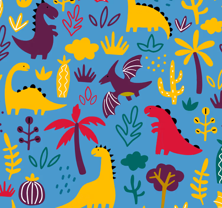 Dinosaurusfauna dieren behang - TenStickers