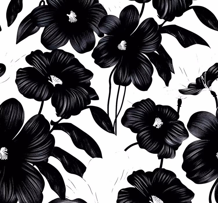 Zwarte klaproos behang bloemen - TenStickers