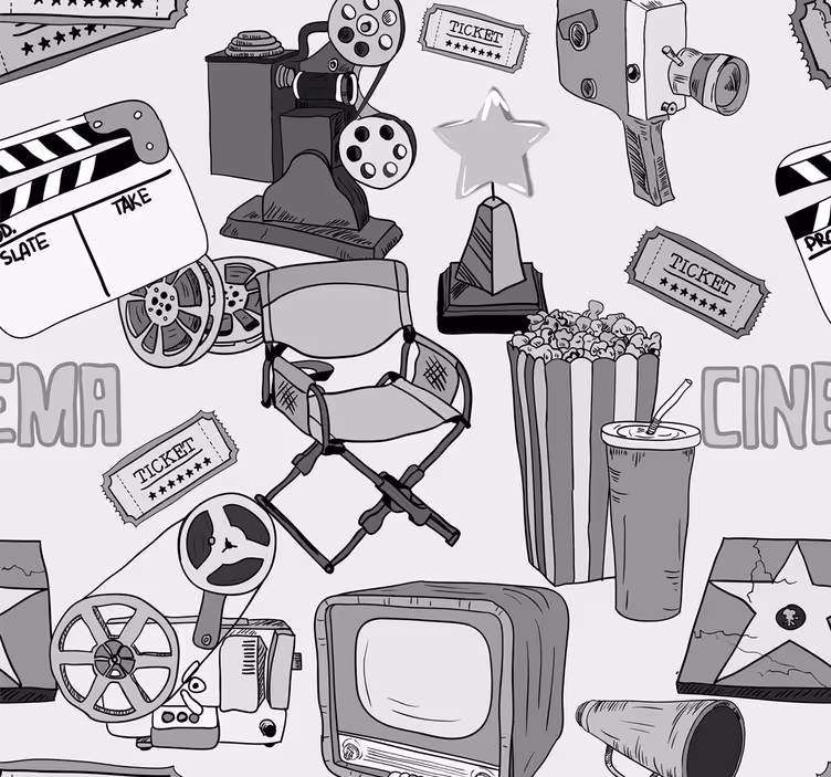 Collectie cinema-elementen behang landen en steden - TenStickers