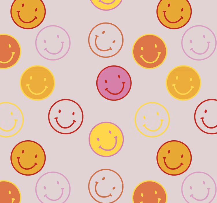 Smiley gezichten patroon gepersonaliseerd behang - TenStickers