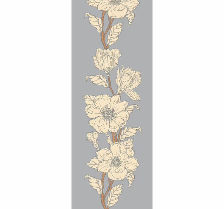 Elegante bloemenstrepen behang bloemsierkunst - TenStickers
