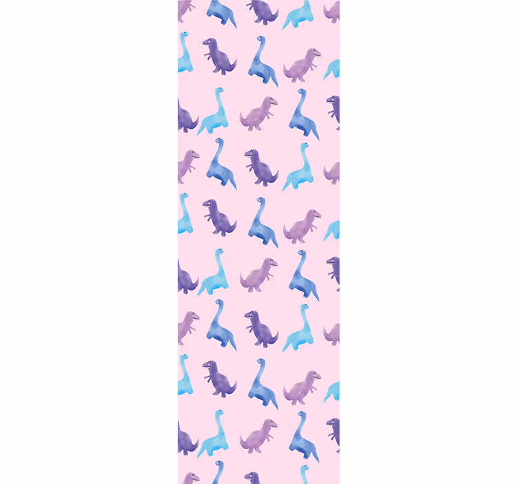 Roze kinderkamer patroon dino behang - TenStickers