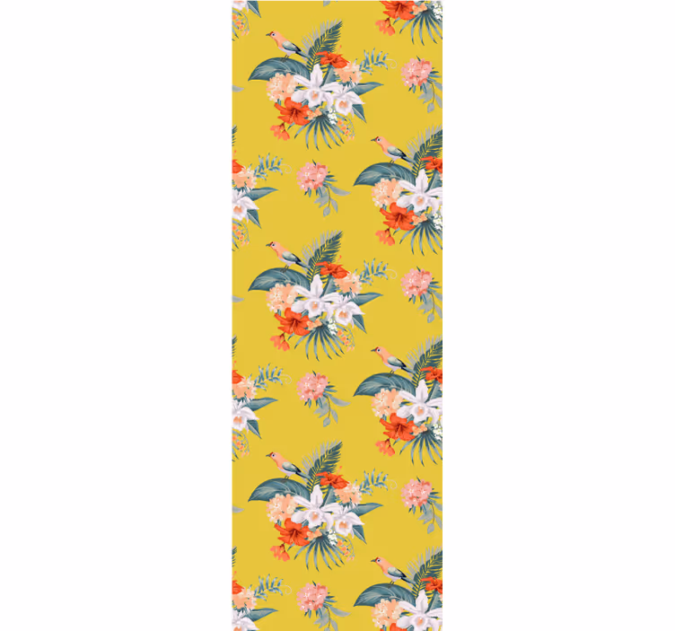 Boeket op gele achtergrond behang bloemen - TenStickers