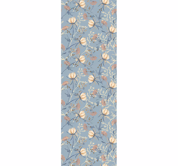 Blauwe natuur scene behang bloemen - TenStickers