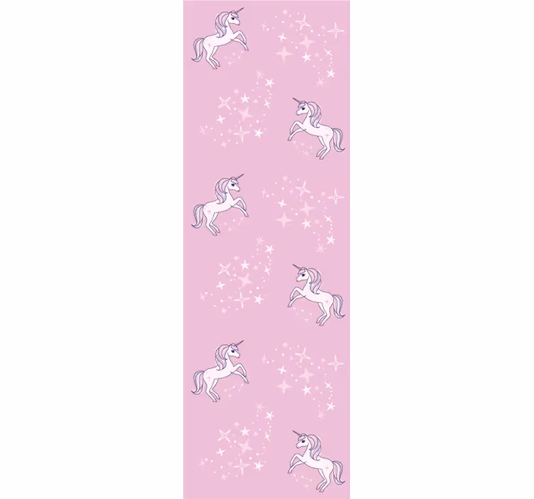 Roze sterren eenhoorns behang kinderkamer - TenStickers