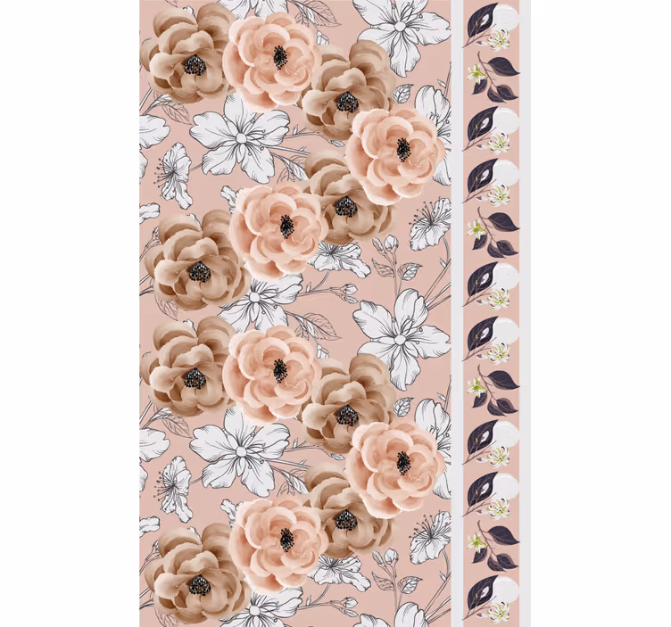 Elegante beige opstelling behang bloemen - TenStickers