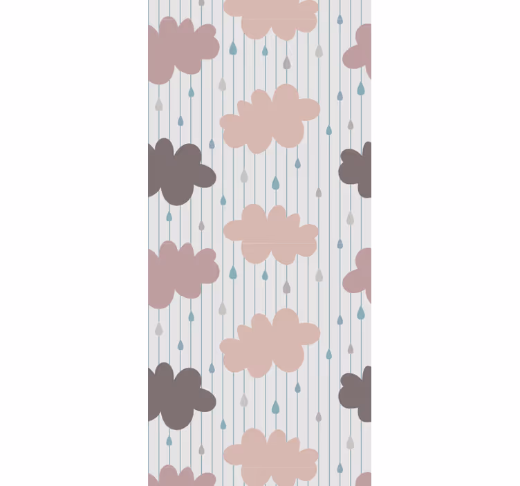 Roze regenwolken behang kinderkamer - TenStickers