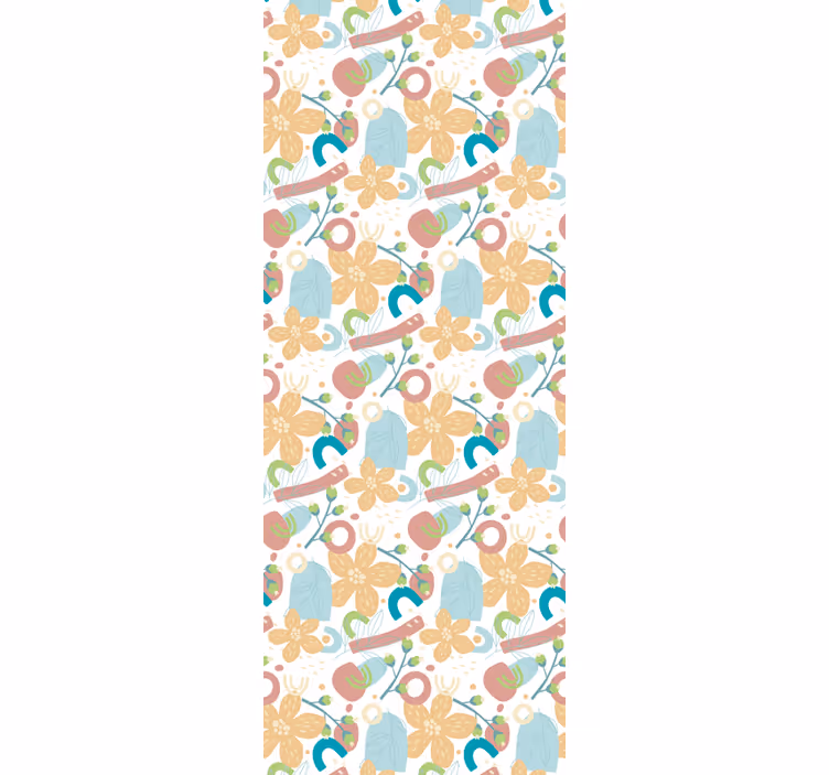 Bloemig eenvoudig motief abstract behang - TenStickers
