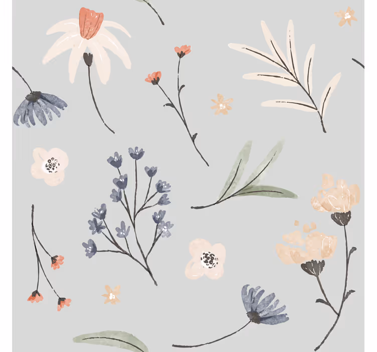 Delicaat veerontwerp behang bloemen - TenStickers