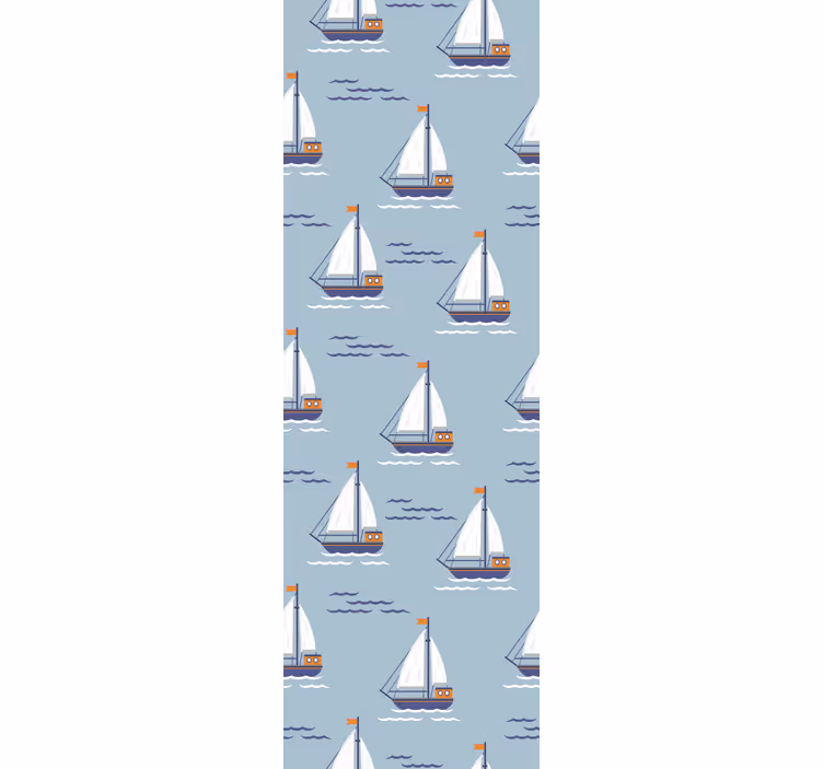 Zeilboten op golven badkamer behang - TenStickers