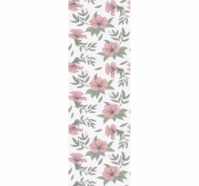 Roze bloemenmotief behang eetkamer - TenStickers