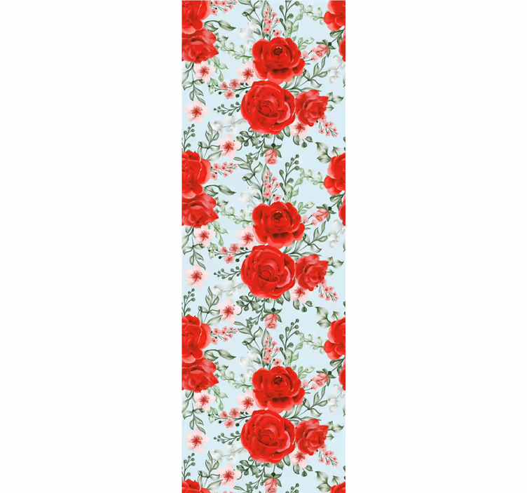 Rode roos bloemig behang bloemen - TenStickers