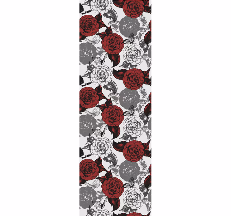 Rode bloemstuk behang bloemen - TenStickers
