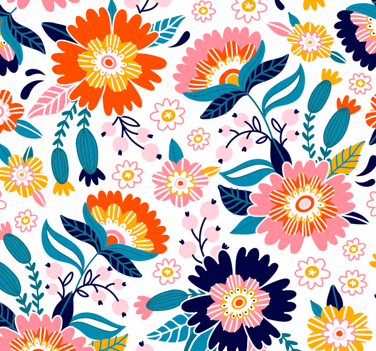 Kleurrijk bloemenmotief behang bloemen - TenStickers