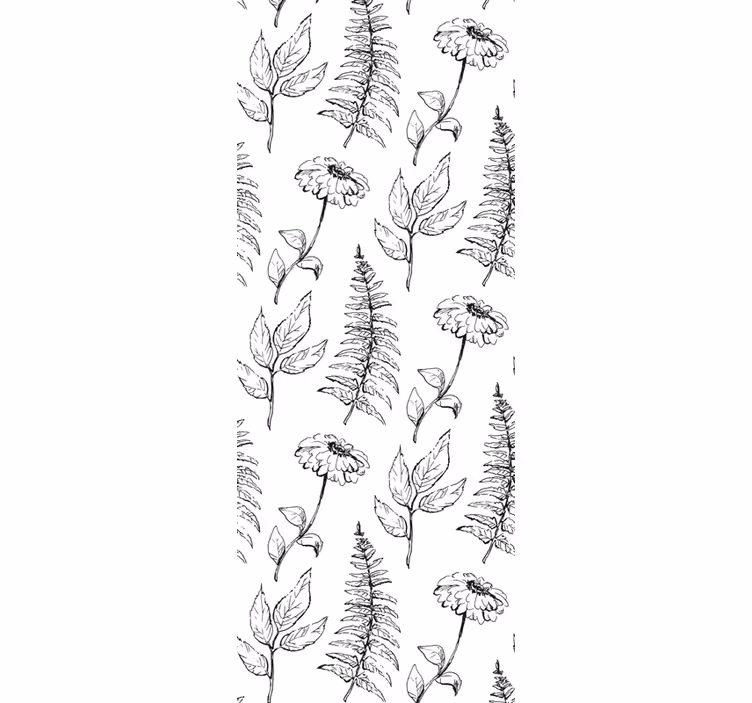 Behang bloemen met een patroon van bloemenvaren - TenStickers