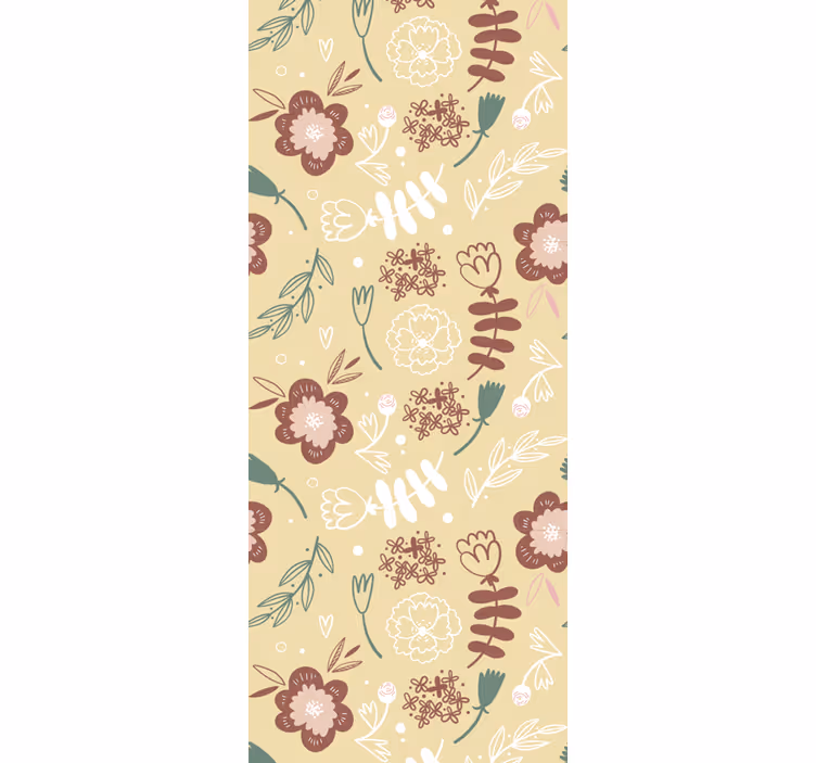 Schetsmatig bloeipatroon behang bloemen - TenStickers
